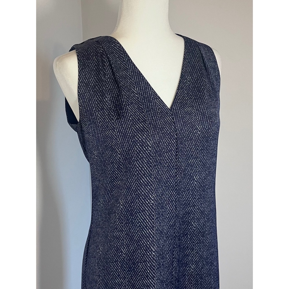 Banana Republic Herringbone Shift Dress Womens Size 2 XS Blue Office - Picture 2 of 11